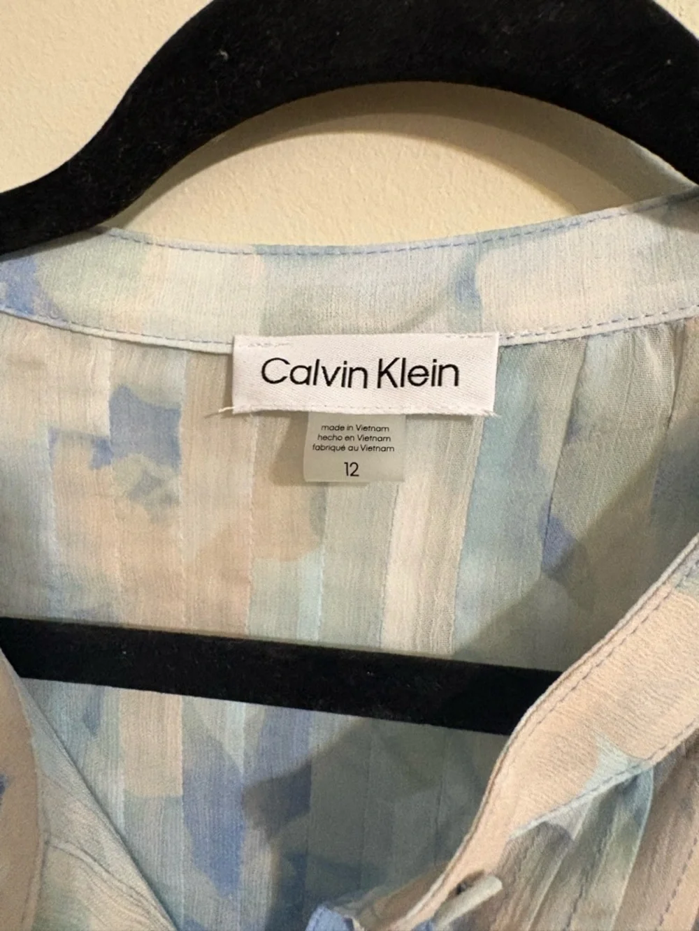 Calvin‎ Klein Women's Sheer Flutter-Sleeve Shift Dress SZ 12 Serene Multi floral